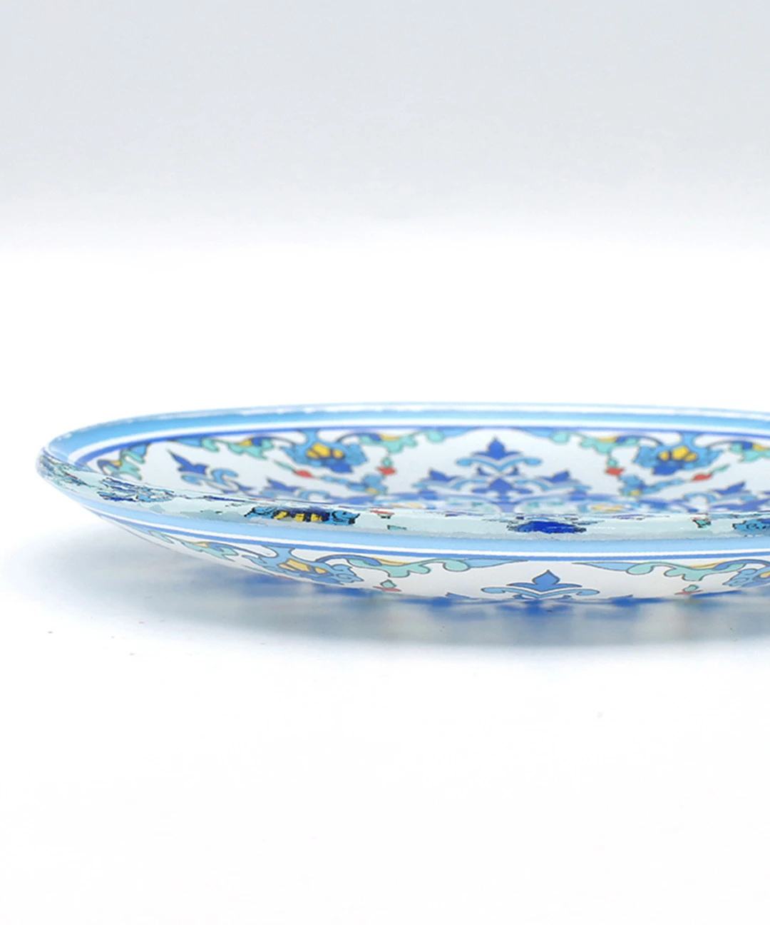 オールド・バカラ 青色装飾 2kg33.5cm プレート 特大皿 アンティーク オールド・バカラ 青色装飾 2kg33.5cm プレート 特大皿 アンティーク