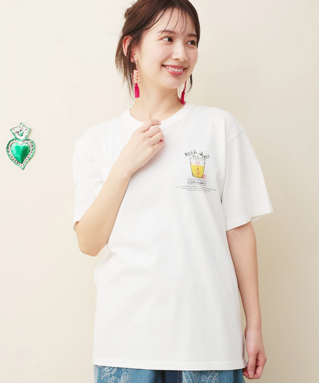 go slow caravan 猫と麦酒Tシャツ 無限麦酒【WEB限定】 / Tシャツ