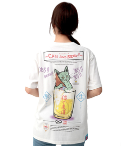 チチカカ |go slow caravan 猫と麦酒Tシャツ 無限麦酒【WEB限定】