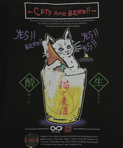 チチカカ |go slow caravan 猫と麦酒Tシャツ 無限麦酒【WEB限定】