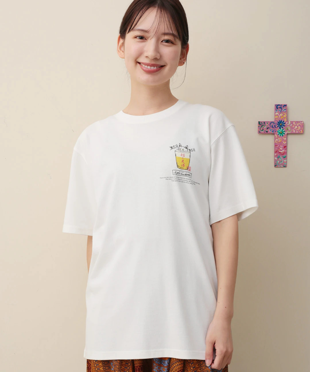 go slow caravan 猫と麦酒Tシャツ 麦酒風呂【WEB限定】 / Tシャツ