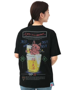 チチカカ |go slow caravan 猫と麦酒Tシャツ 麦酒風呂【WEB限定】