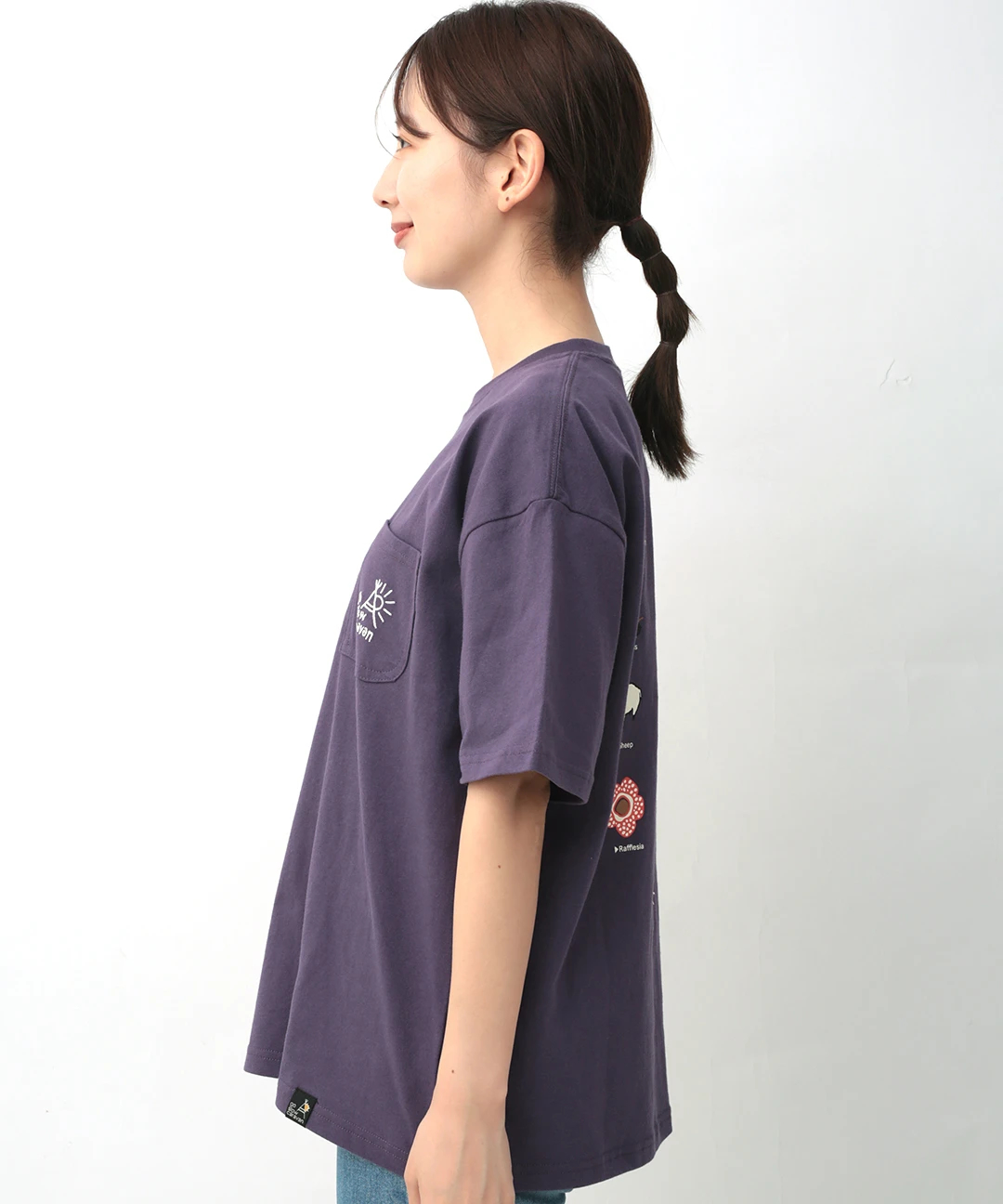go slow caravan USAコットンモチーフバックプリントTシャツ
