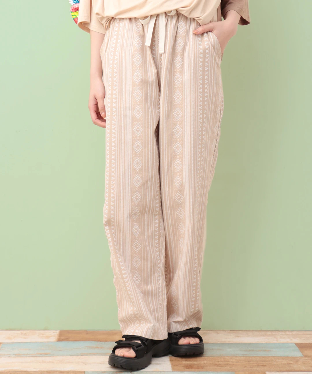 【Ma-chan★】美品♡セオリー ストライプリネン風ウール パンツスーツ ストライプリラックスパンツ / パンツ | エスニックファッション