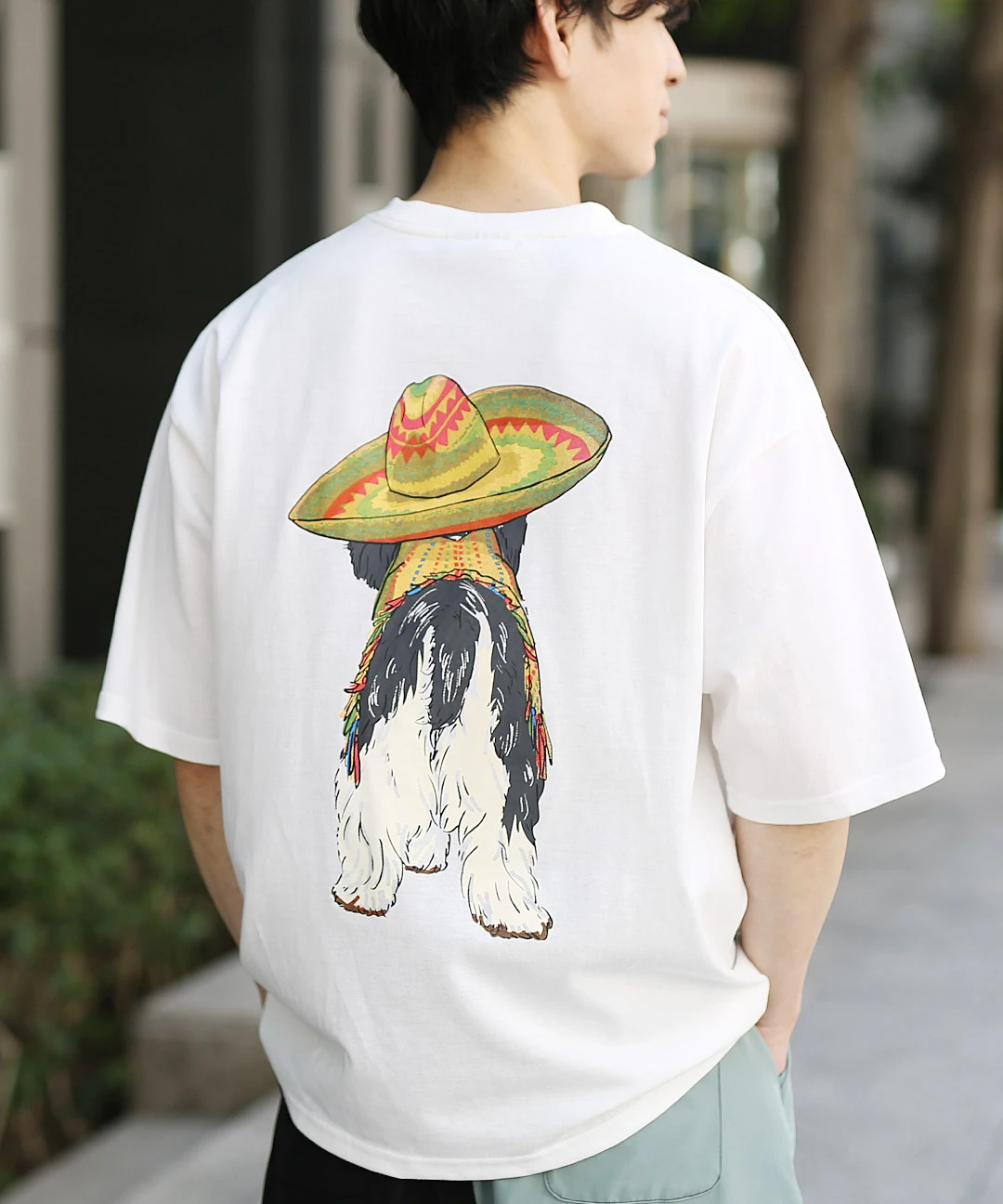 天竺ドッグプリントTシャツ