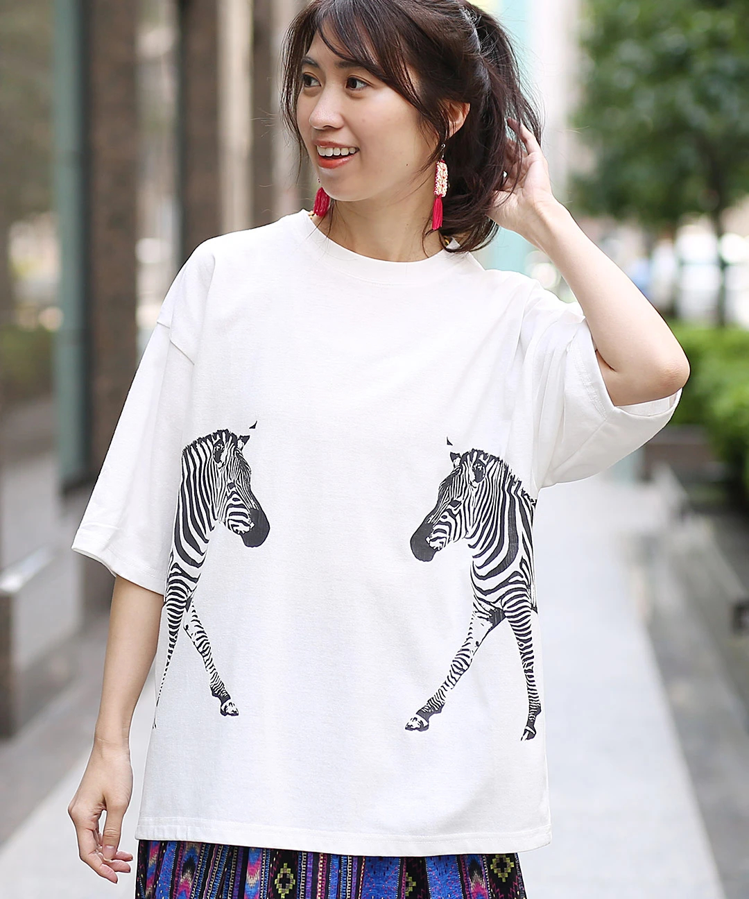天竺アニマルサイドプリントTシャツ / Tシャツ・カットソー