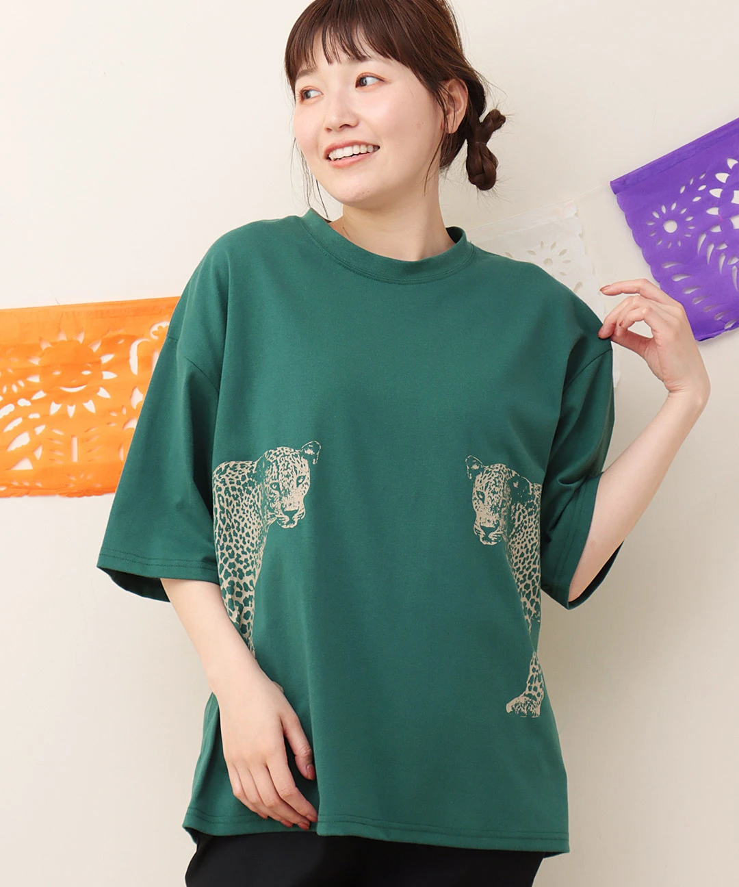 tシャツ 「カタログ掲載品」「ウォッシャブル」アニマルロゴプリントカットソー レディース antiqua BIGバーゲン20％OFF！最終戦8日18時〜更にお得