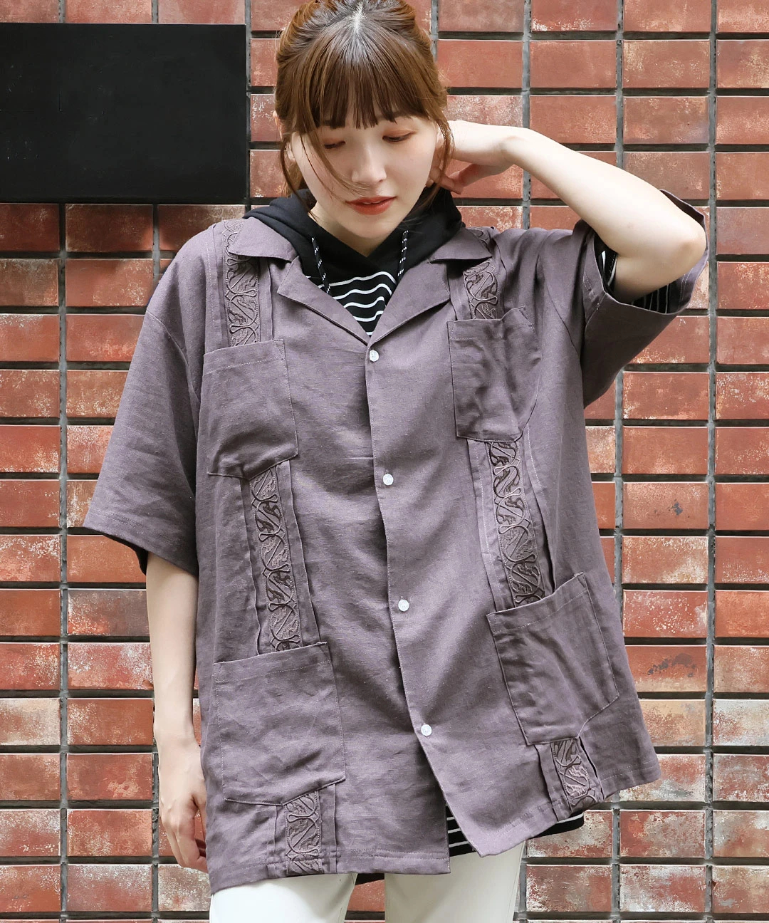 未使用級 キャピタル キューバシャツ 半袖 リネン サマーニット ネイティブ柄 未使用級 キャピタル キューバシャツ 半袖 リネン サマーニット