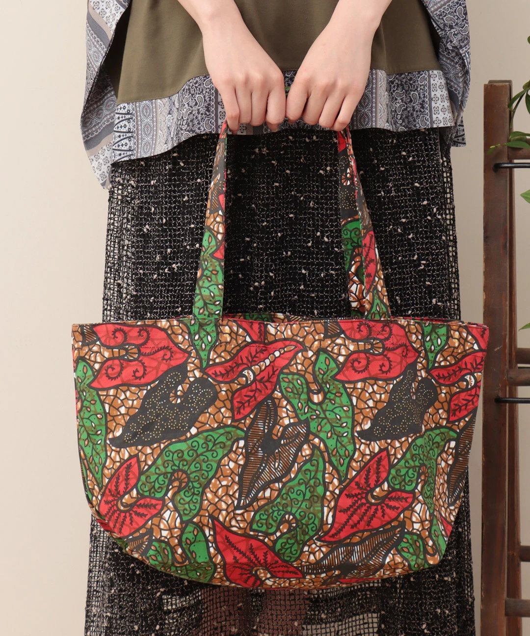 アフリカンレジ袋タイプエコバッグ　アフリカ布チビサークル アフリカンレジ袋タイプエコバッグ アフリカ布チビサークル