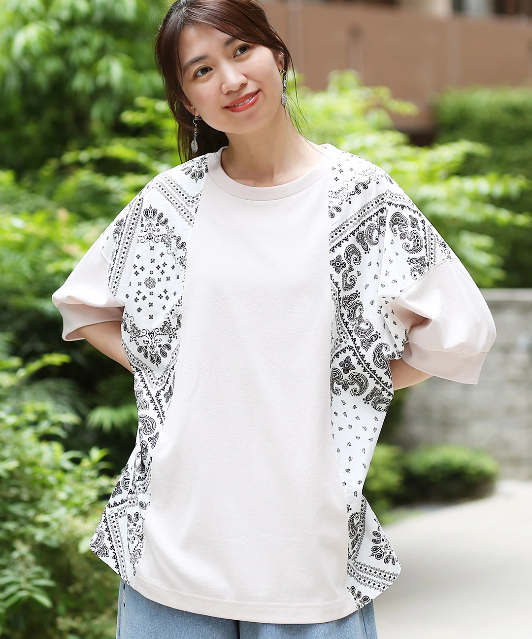 バンダナプリント切替プルオーバー / Tシャツ・カットソー