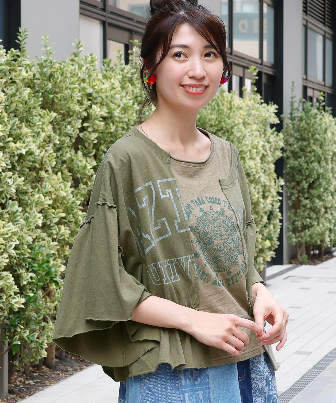 リメイク風ギャザースリーブTシャツ / Tシャツ・カットソー