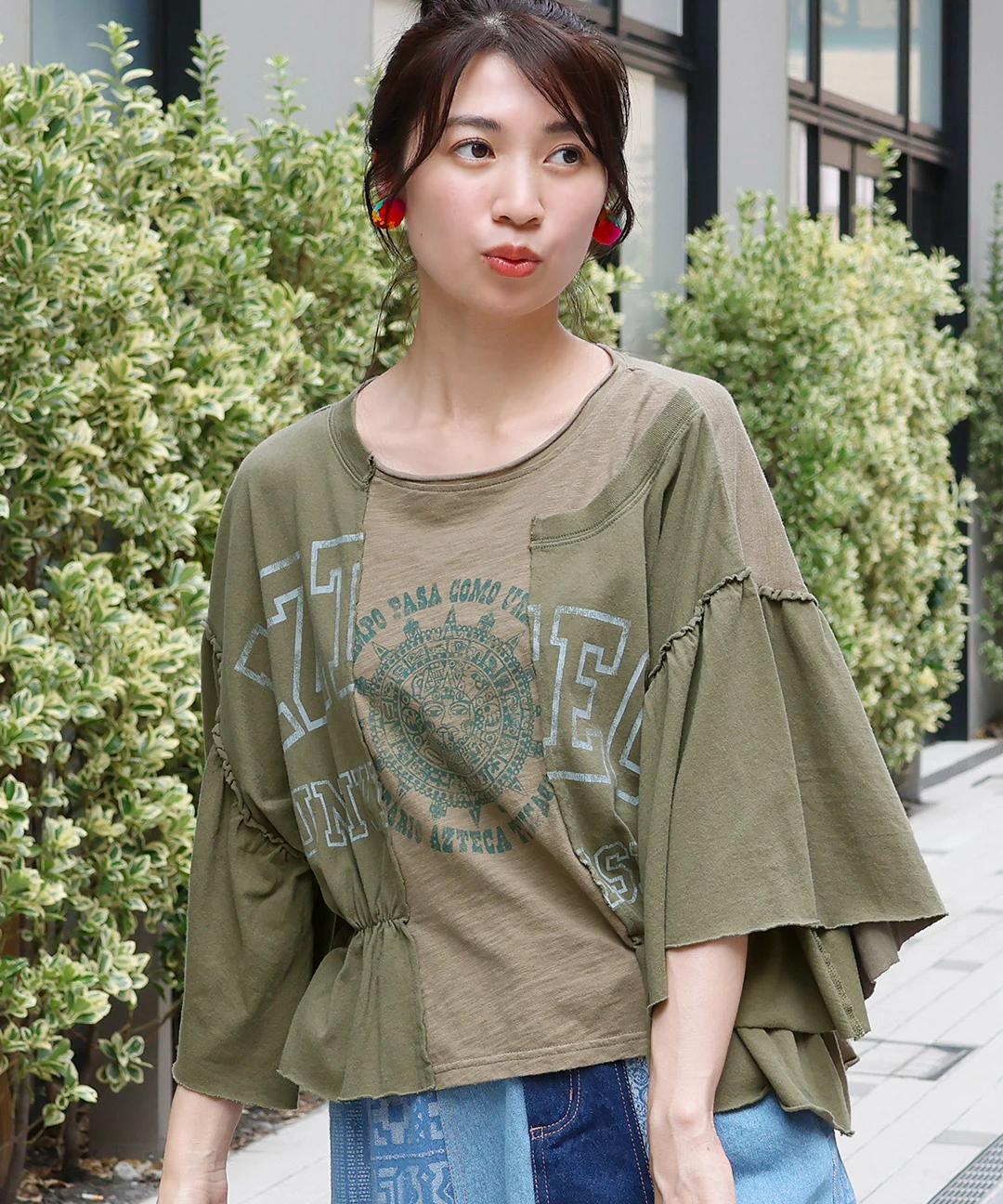 リメイク風ギャザースリーブTシャツ / Tシャツ・カットソー