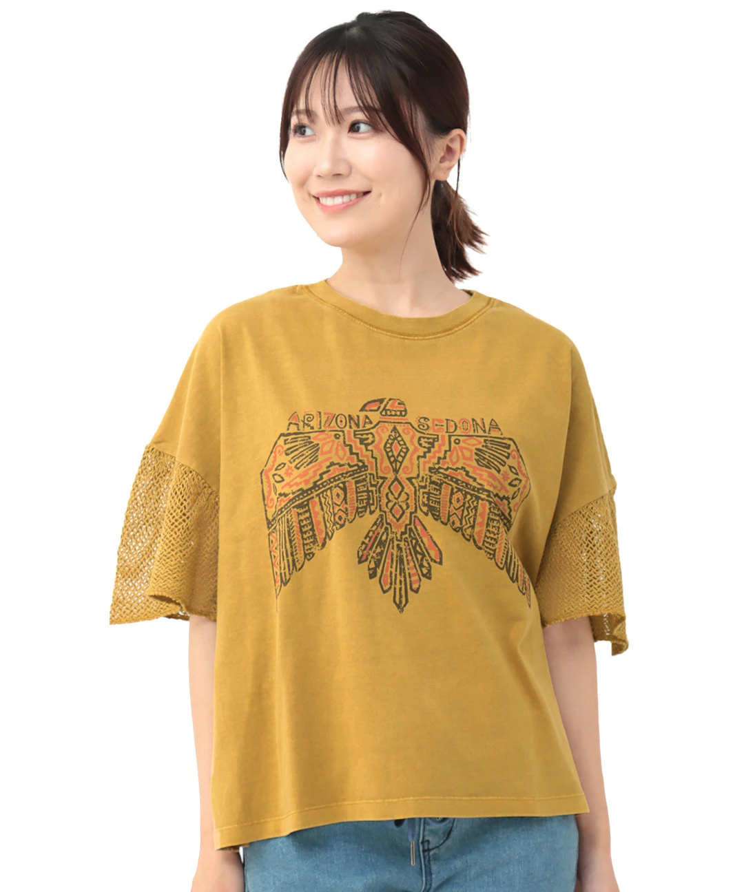 プリントメッシュスリーブTシャツ プリントメッシュスリーブTシャツ / Tシャツ・カットソー