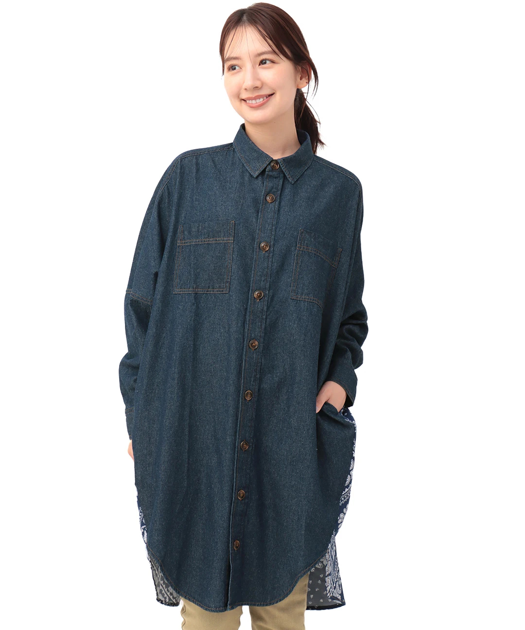 ドッキングデニムシャツワンピース / ワンピース | エスニック