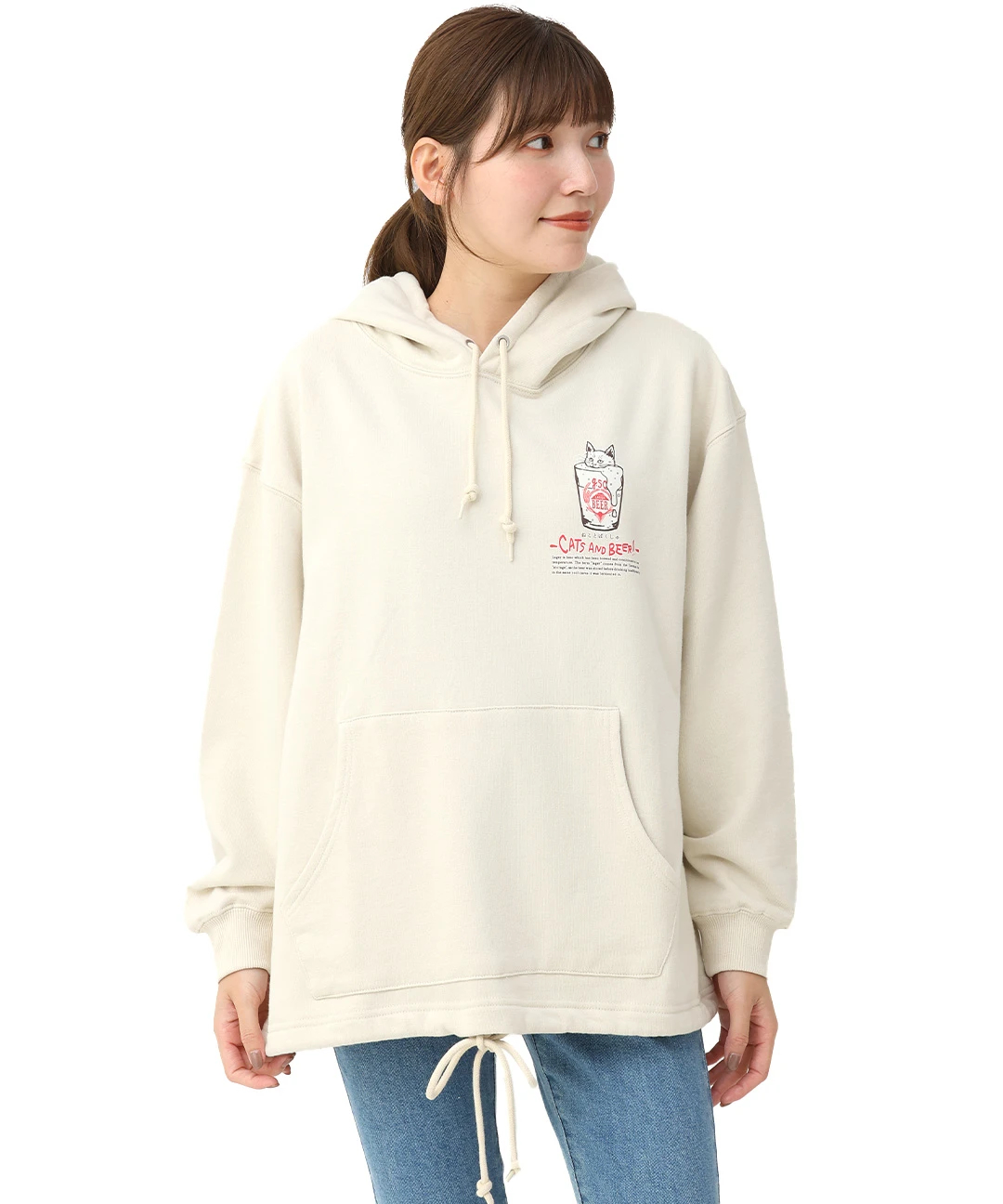 go slow caravan 猫と麦酒裏毛スウェットプルパーカー【WEB限定