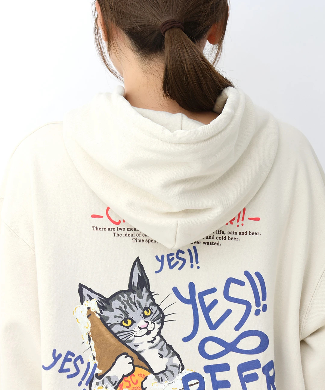 go slow caravan 猫と麦酒裏毛スウェットプルパーカー【WEB限定