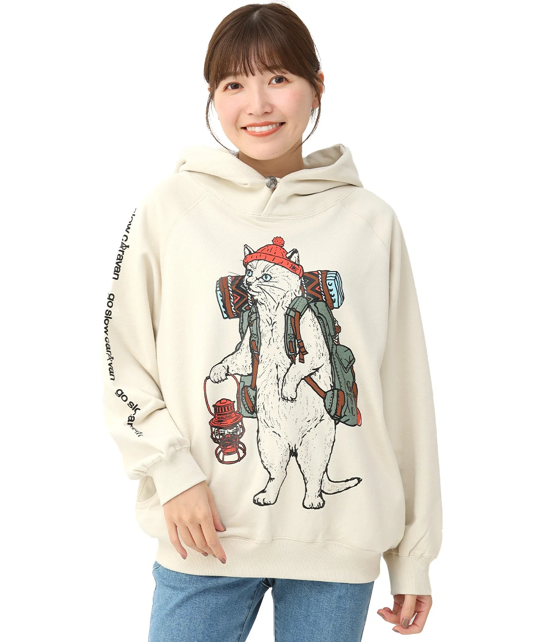 goslowcaravan パーカー野営ネコ アイボリー M 楽天市場】ゴースローキャラバン go slow caravan トップス