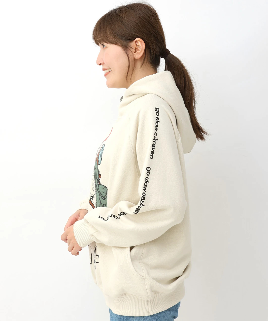 go slow caravan 野営猫裏毛スウェットプルパーカー【WEB限定