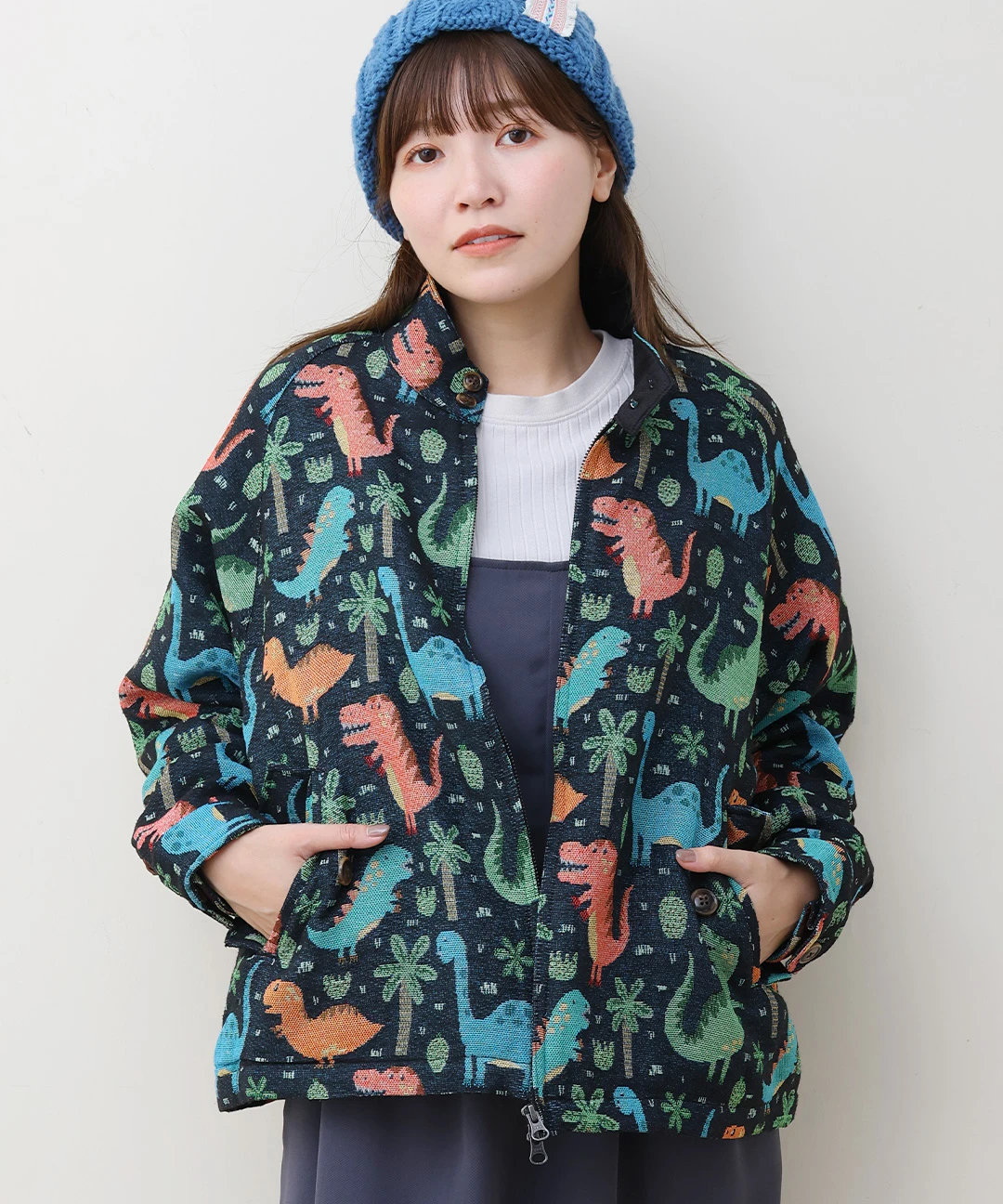 極美品 ゴースローキャラバン ゴブラン ノーカラージャケット L 総柄 切手柄 go slow caravan ゴブランクルーJK メンズ 人気 通販,go slow