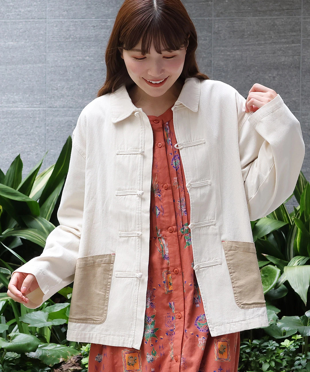 ブラウス シャツ go slow caravan 込み込みチャイナシャツジャケット「WEB限定」「ユニセックス」 レディース メンズ go slow caravan 込み込みチャイナシャツジャケット【WEB限定