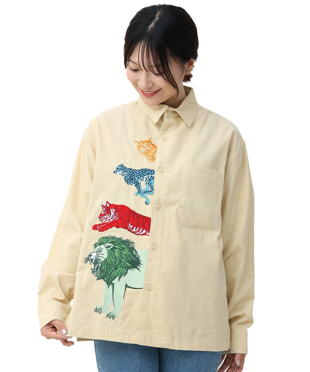 go slow caravan コーデュロイ前立て刺繍シャツ【WEB限定