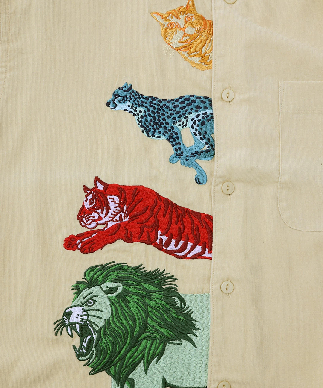 go slow caravan コーデュロイ前立て刺繍シャツ【WEB限定