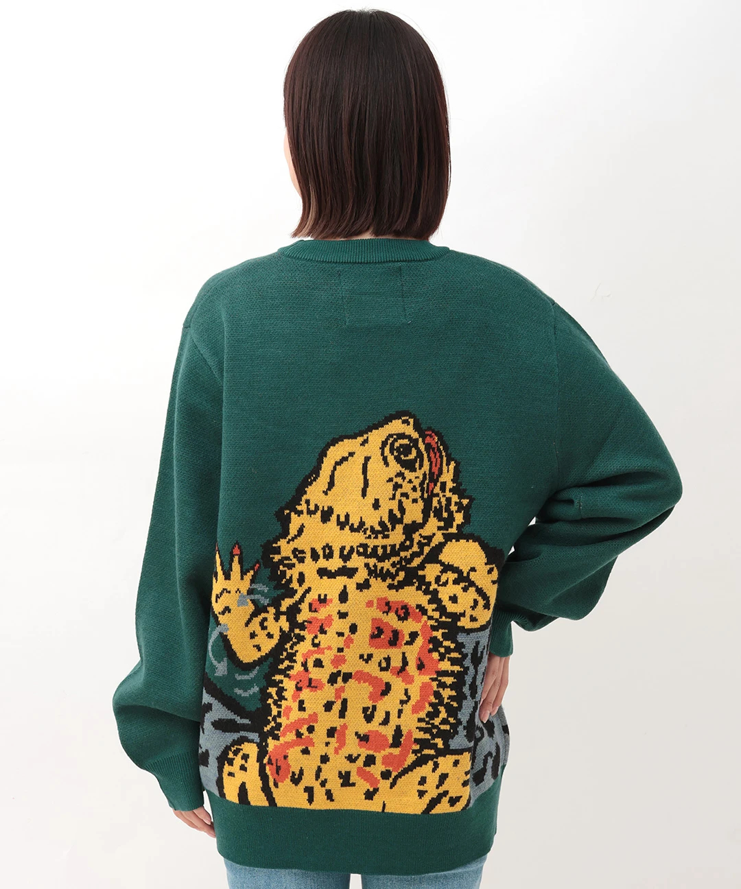 ヒカゲページ go slow caravan フトアゴヒゲトカゲジャカードセーター【WEB限定