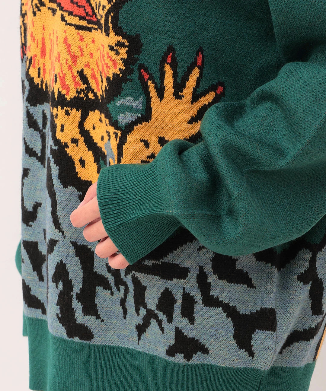 go slow caravan フトアゴヒゲトカゲジャカードセーター【WEB限定