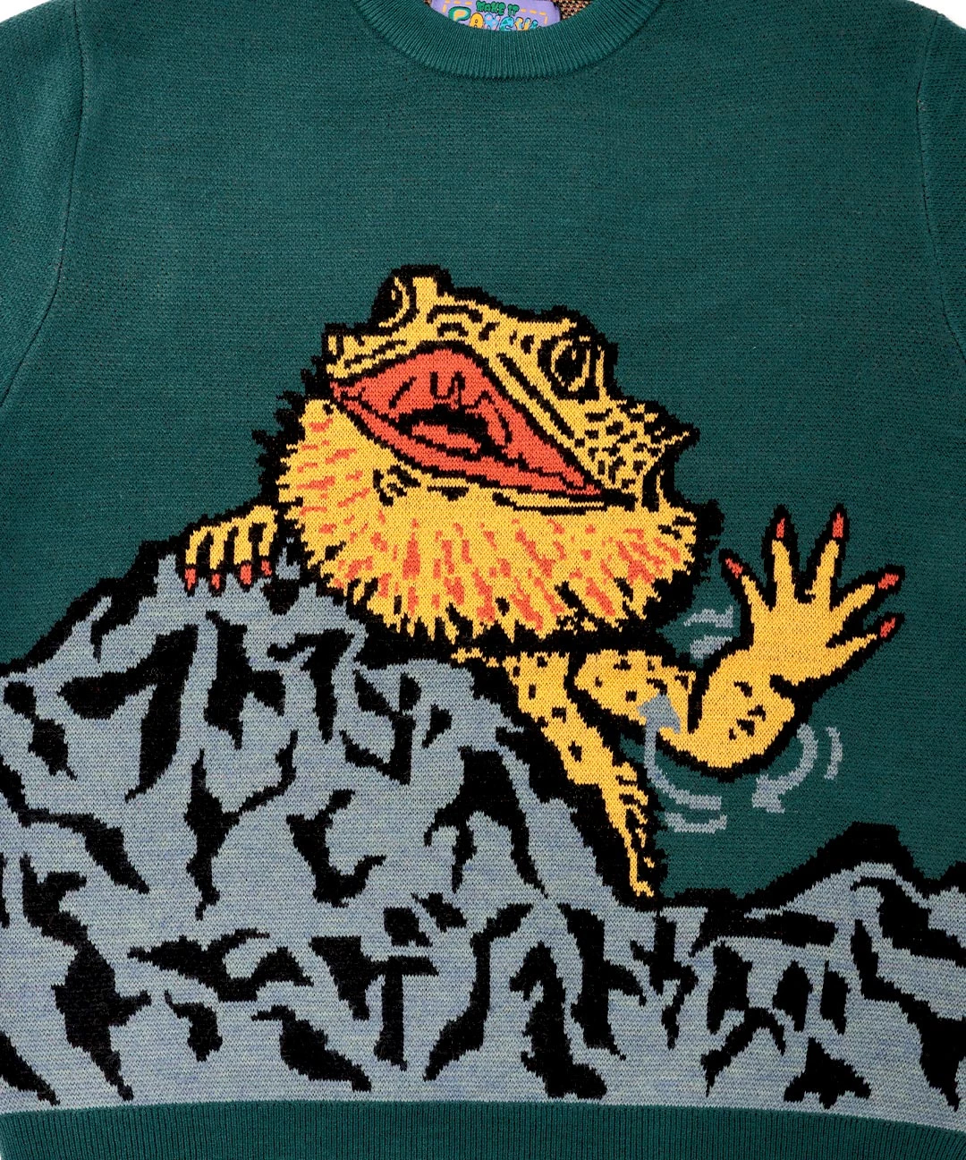 go slow caravan フトアゴヒゲトカゲジャカードセーター【WEB限定