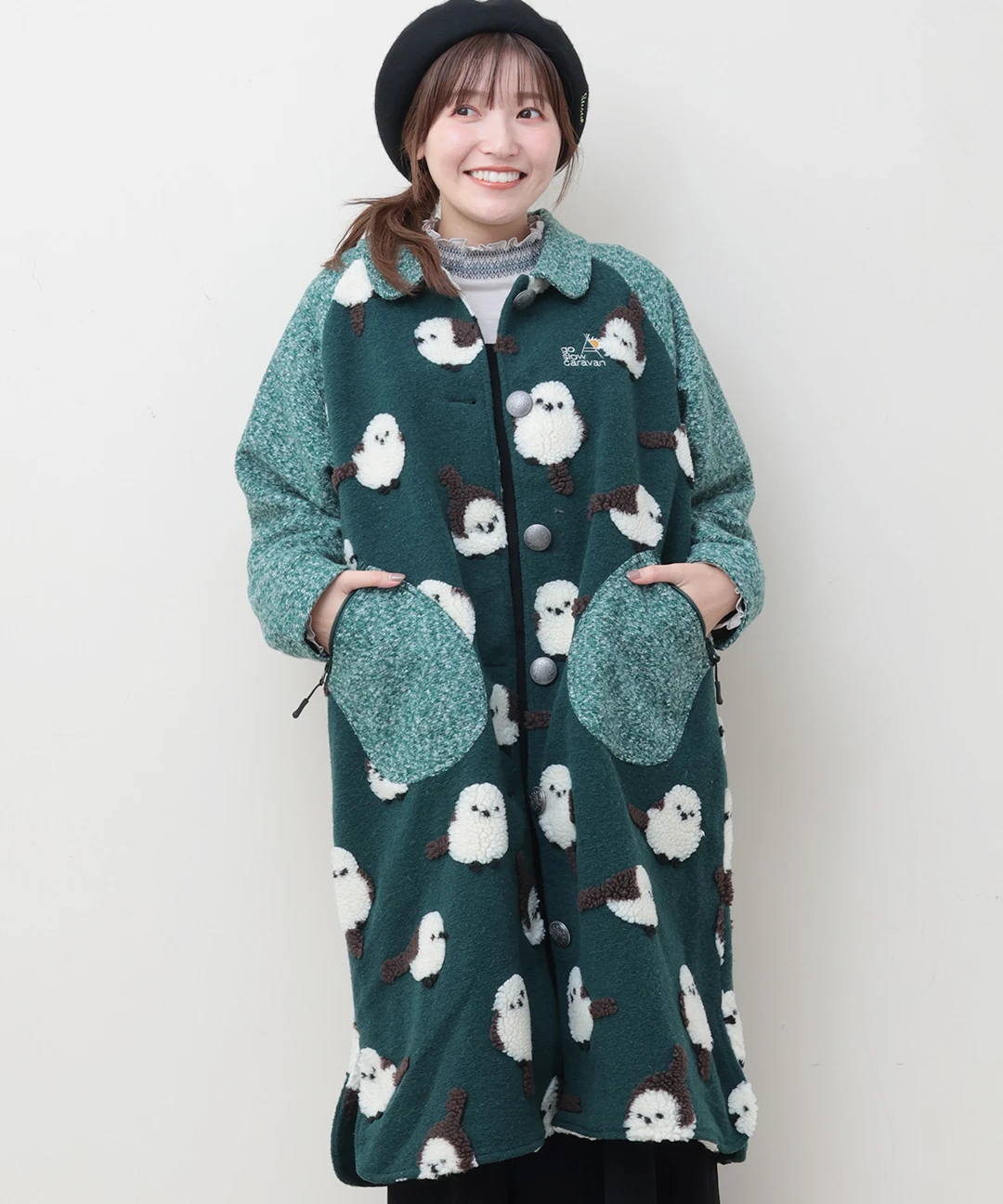 go slow caravan ジャカードボアステンカラーコンチョコート【WEB限定