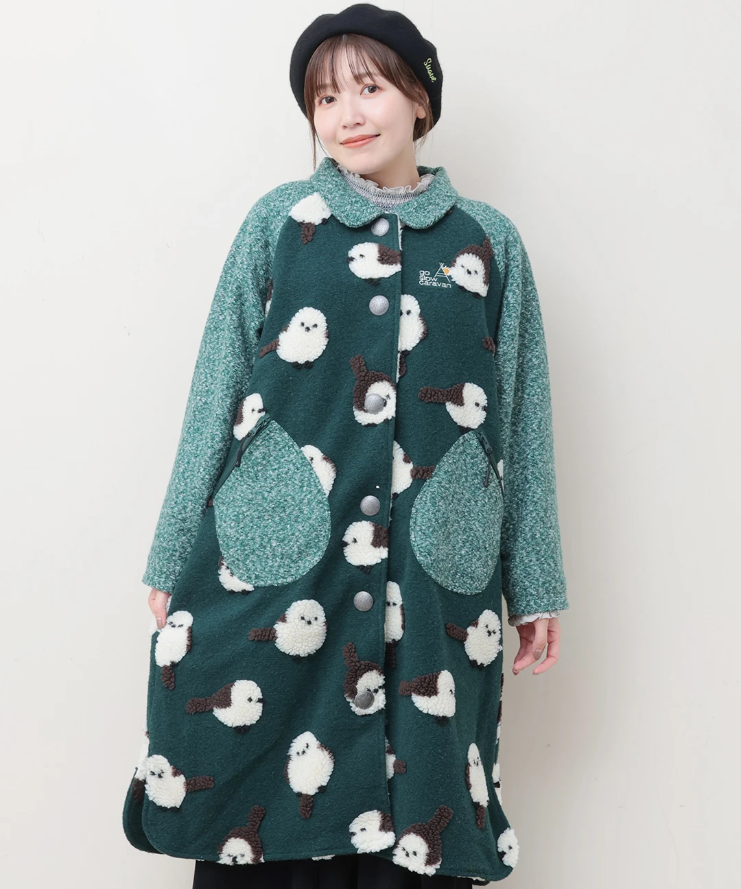 go slow caravan ジャカードボアステンカラーコンチョコート【WEB限定