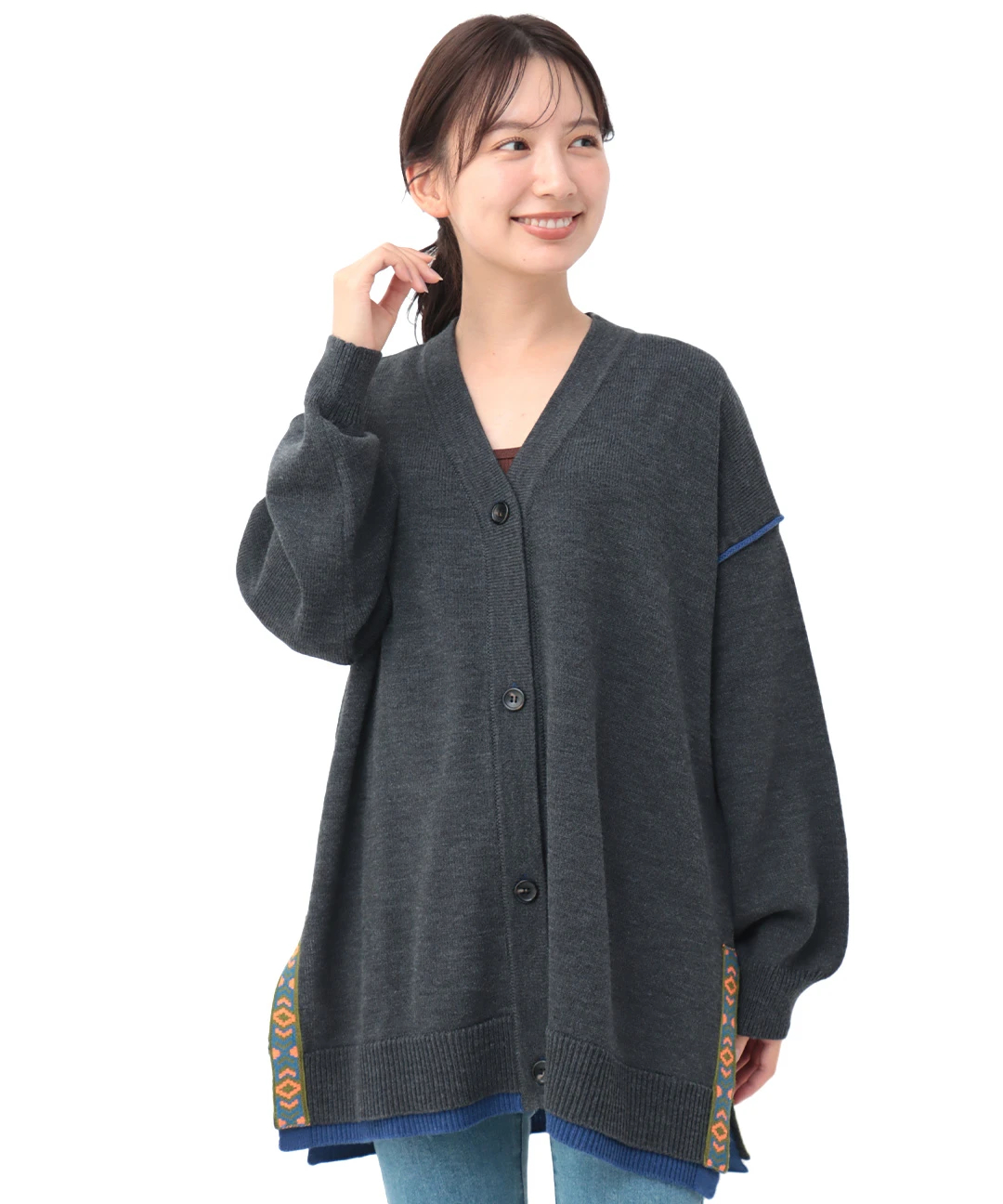 美品✨elotroi チロルカーディガン ニット コンチョ 真っ黒 ユニセックス