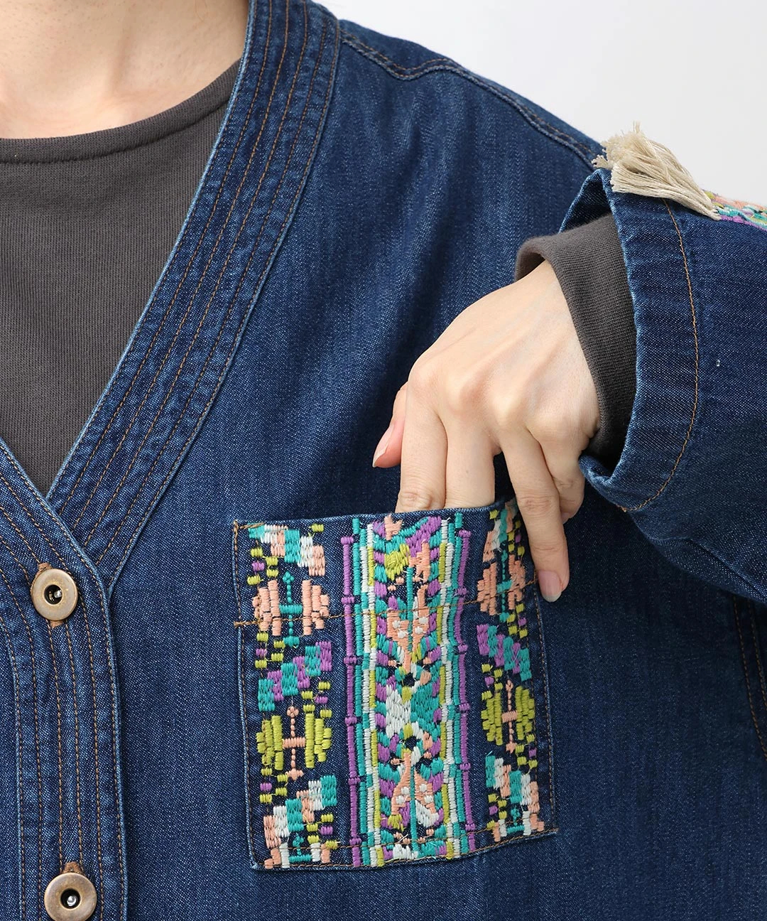 Rico メヒコデニム刺繍ロングジャケット / ジャケット・ブルゾン Rico メヒコデニム刺繍ロングジャケット / ジャケット・ブルゾン