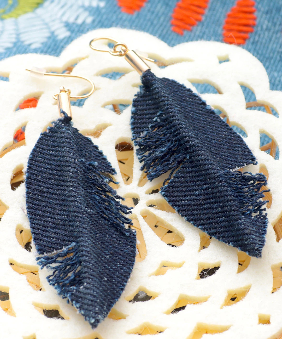 デニムフリンジピアス / ピアス | エスニックファッション＆雑貨の