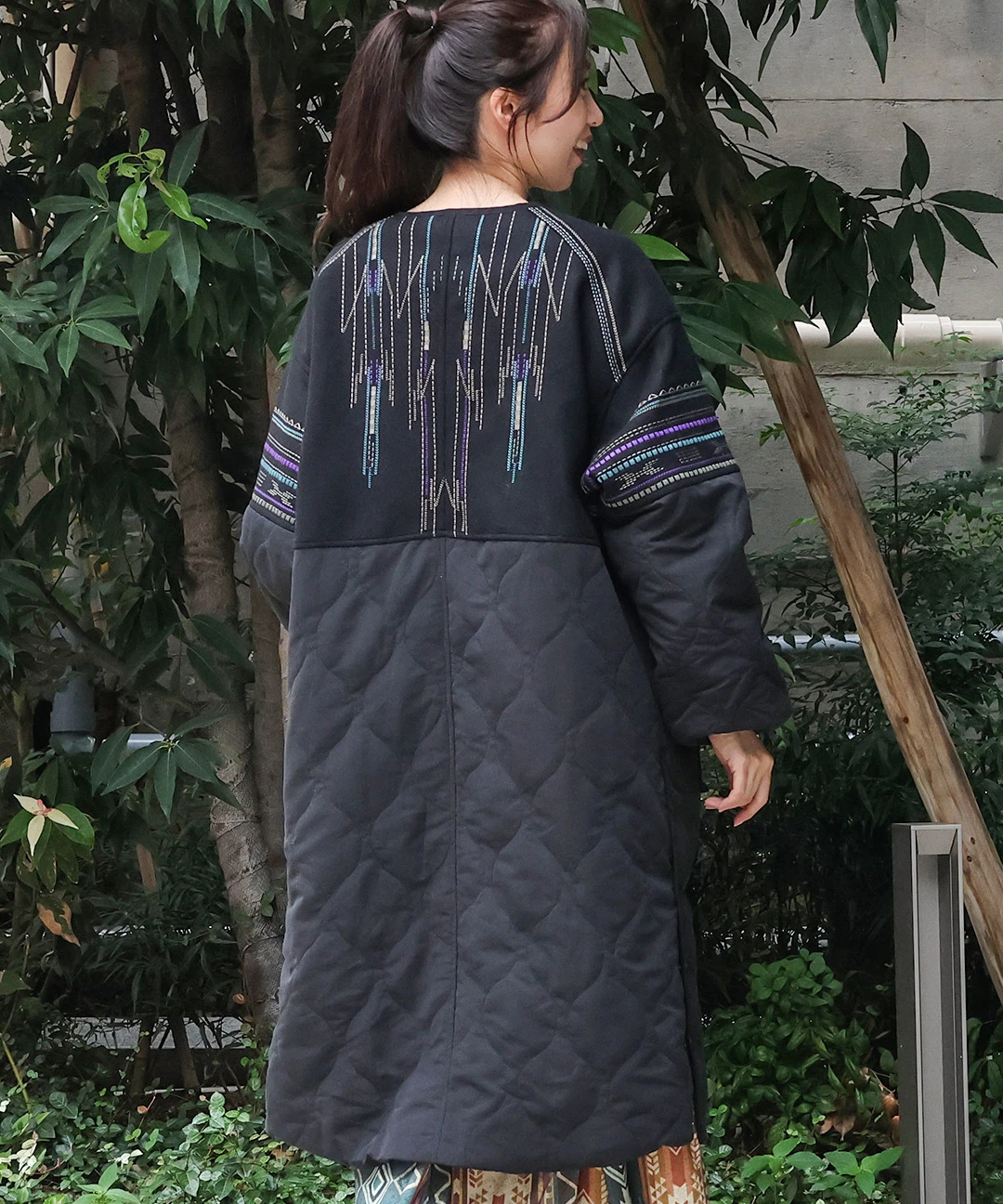キルトコンビチマヨ刺繍ロングコート / コート | エスニック