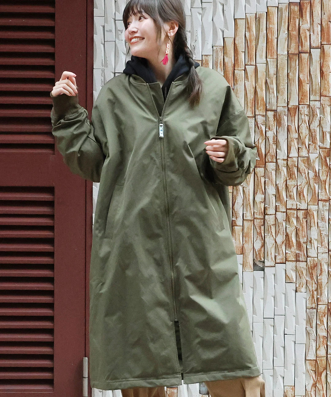 裏地配色ロングMA-1(大きいサイズ) / コート | エスニックファッション