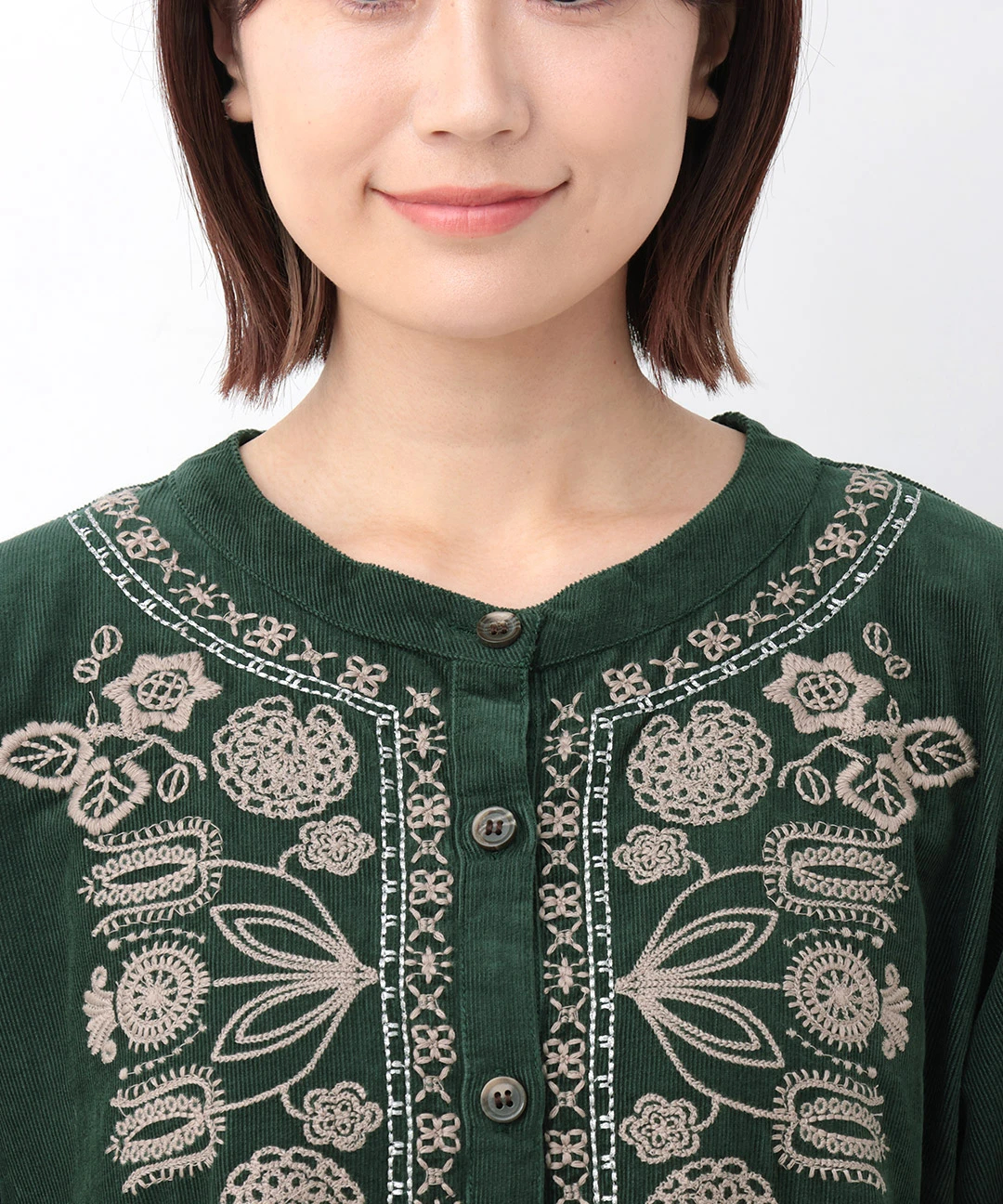 Rico メヒコフラワー刺繍コーデュロイワンピース / ワンピース