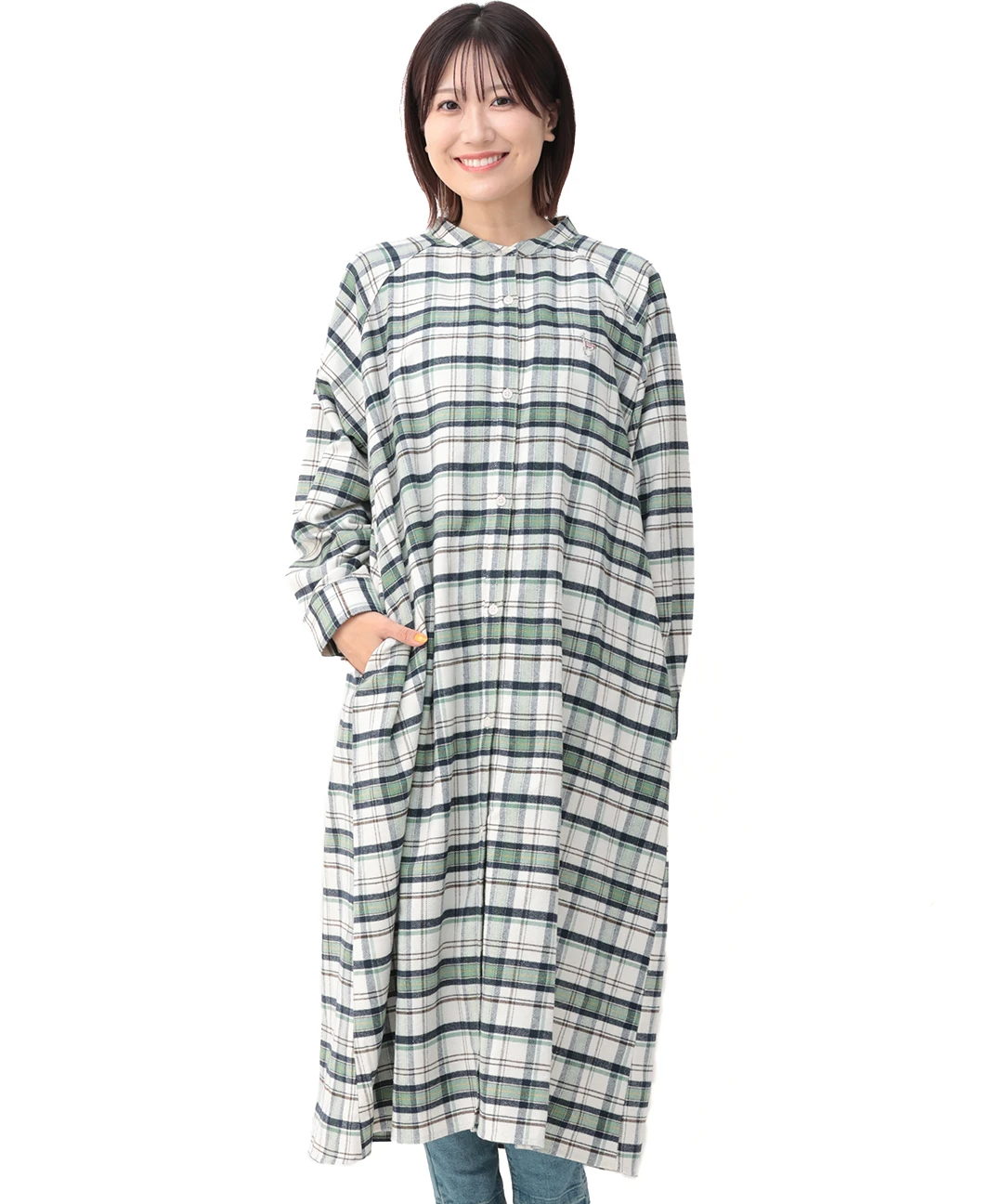 リャマ刺繍チェックシャツワンピース / ワンピース | エスニック