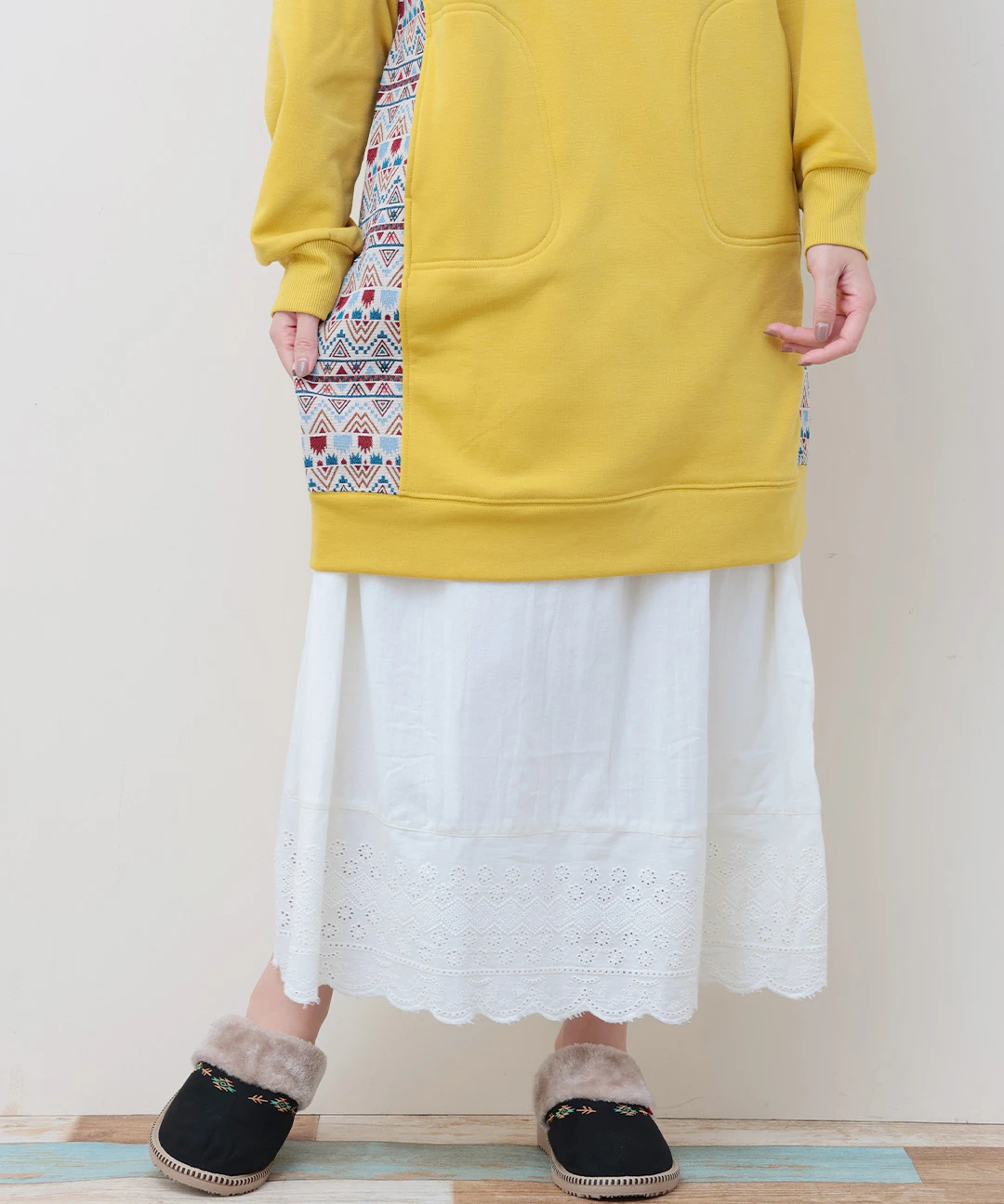 PORINA コットンツイル裾レースペチスカート【WEB限定】 / スカート