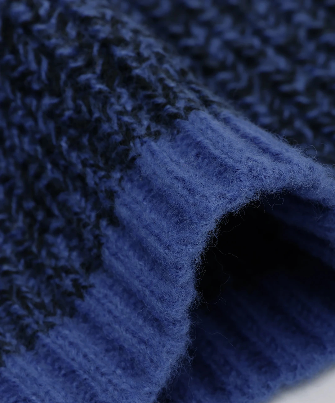 美品✨エンフォルド キャッシュタッチ ニットプルオーバー バイカラー 濃紺ブルー モヘアタッチラインプルオーバー / ニット・セーター | エスニック