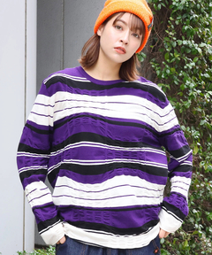 チチカカ |go slow caravan 歪んだボーダーニットロングTシャツ【WEB限定】
