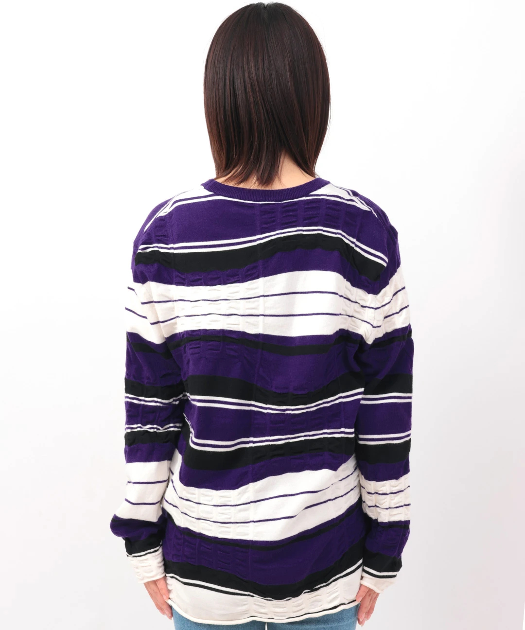 go slow caravan 歪んだボーダーニットロングTシャツ【WEB限定】 go slow caravan 歪んだボーダーニットロングTシャツ【WEB限定