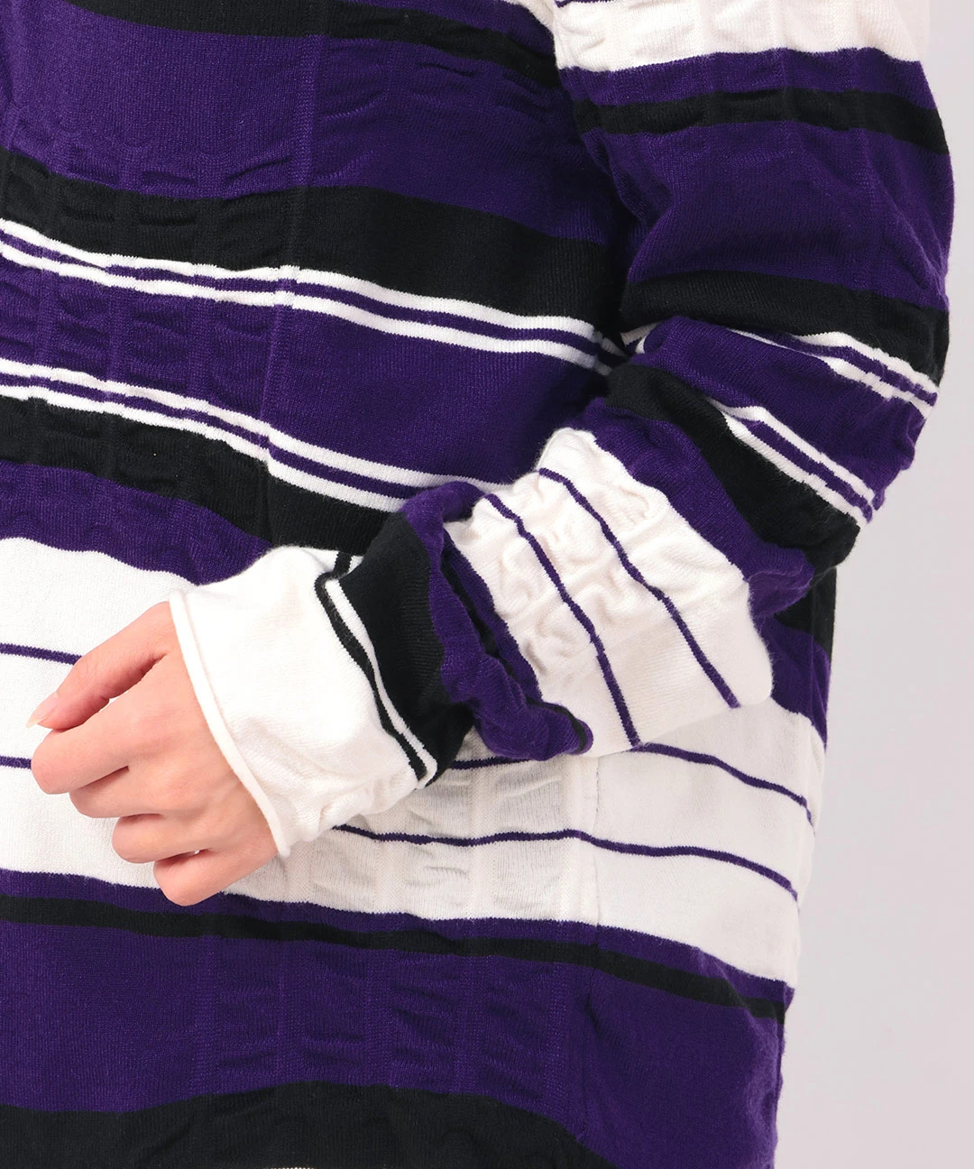 go slow caravan 歪んだボーダーニットロングTシャツ【WEB限定】 go slow caravan 歪んだボーダーニットロングTシャツ【WEB限定