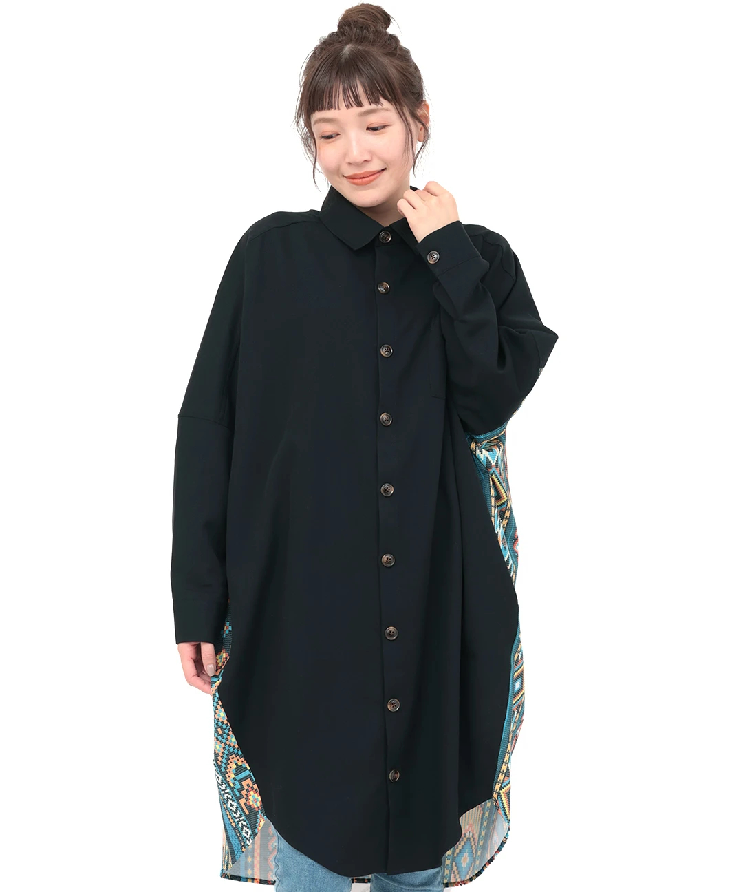 ファブリックプリントドッキングワンピース / ワンピース