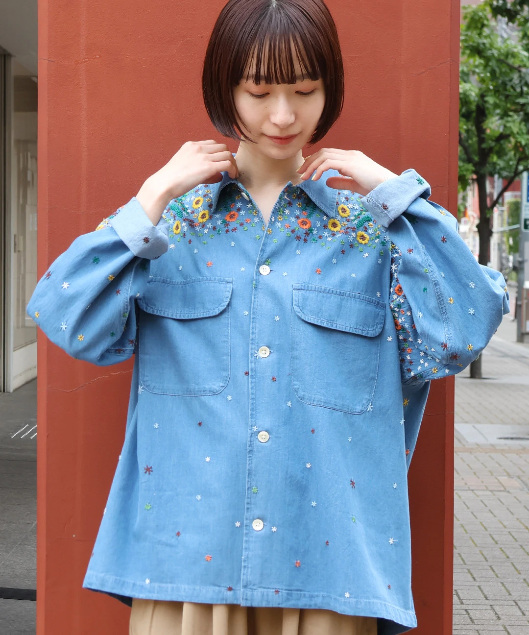 go slow caravan ライトオンスデニムパネル刺繍ジャケット【WEB限定 