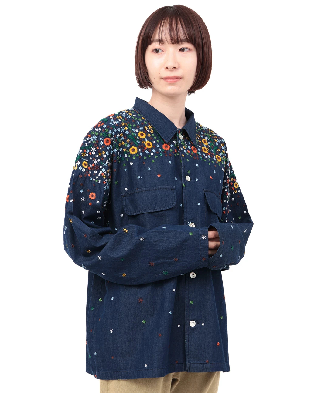 go slow caravan ライトオンスデニムパネル刺繍ジャケット【WEB限定