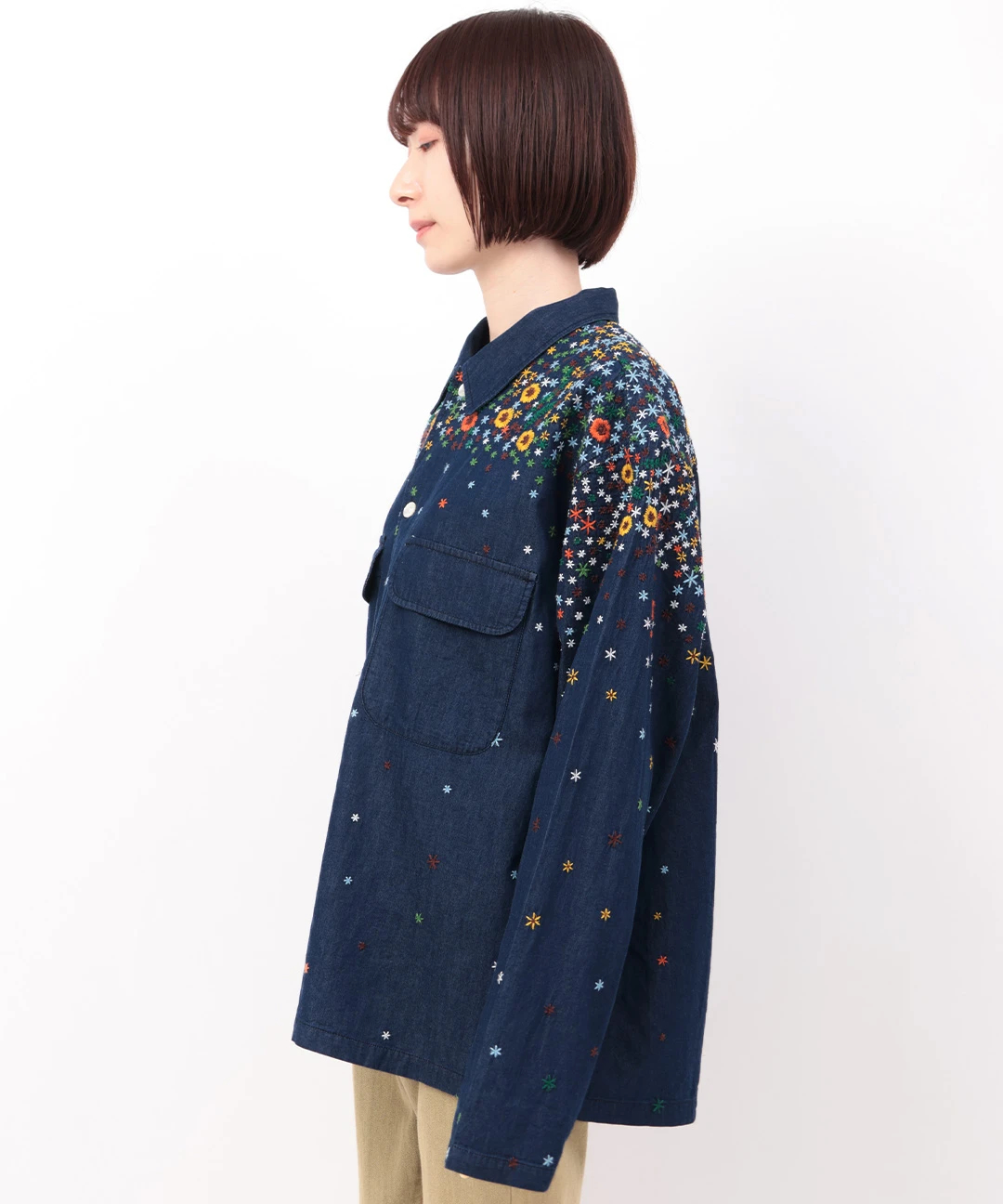 go slow caravan ライトオンスデニムパネル刺繍ジャケット【WEB限定