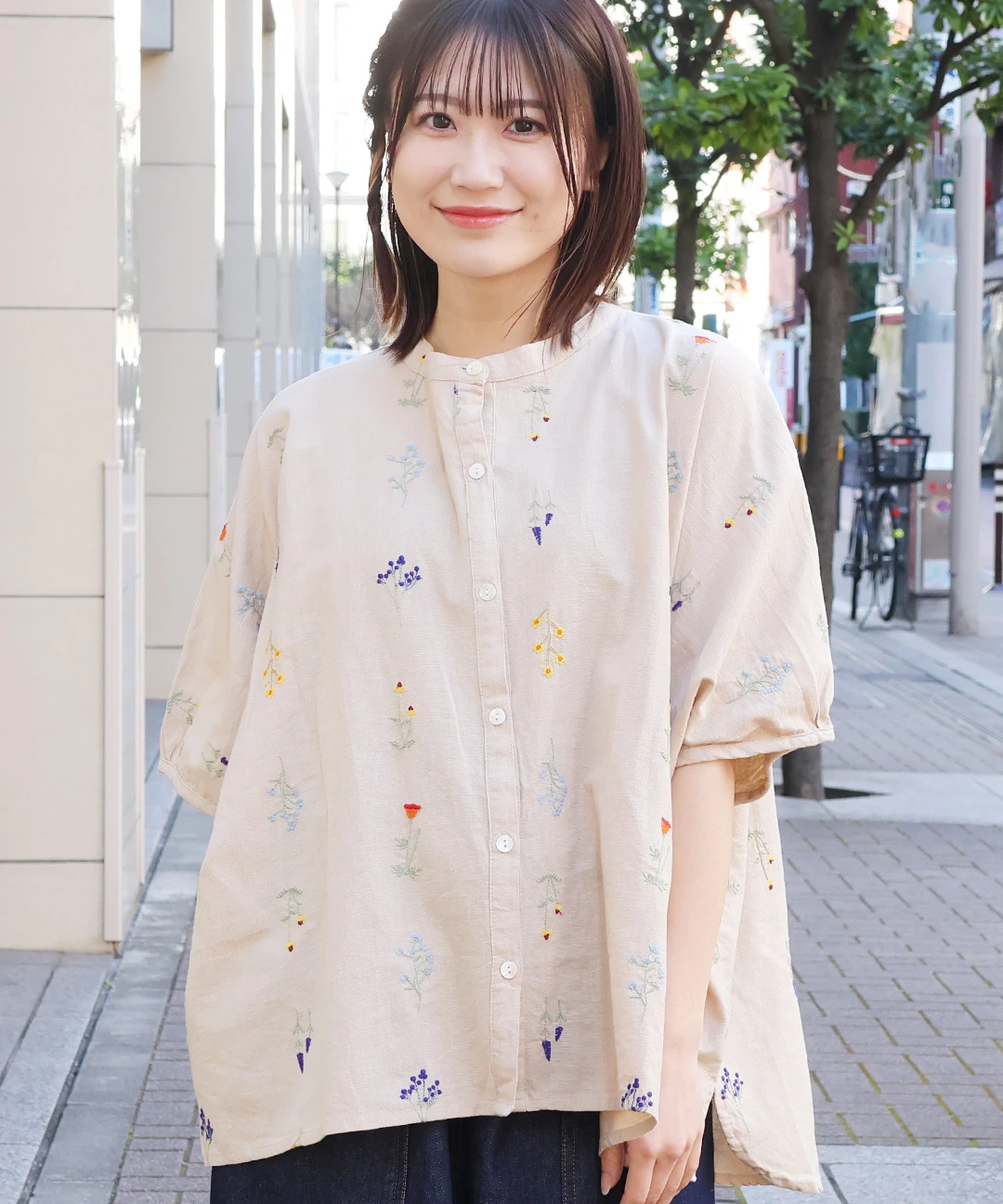 PORINA フルール刺繍ブラウス【WEB限定】 ／ シャツ 羽織り トップス レディース 春 夏 秋 半端袖 ふんわり 花柄 インド 綿 コットン 麻 リネン ボタン os チチカカ PORINA フルール刺繍ブラウス【WEB限定】 ／ シャツ