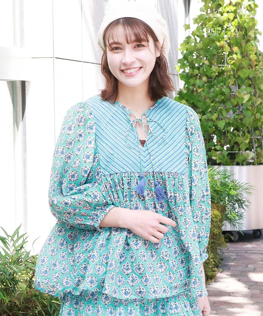 Shanti Shanti ジョリーブロックプリントプルオーバー【WEB限定