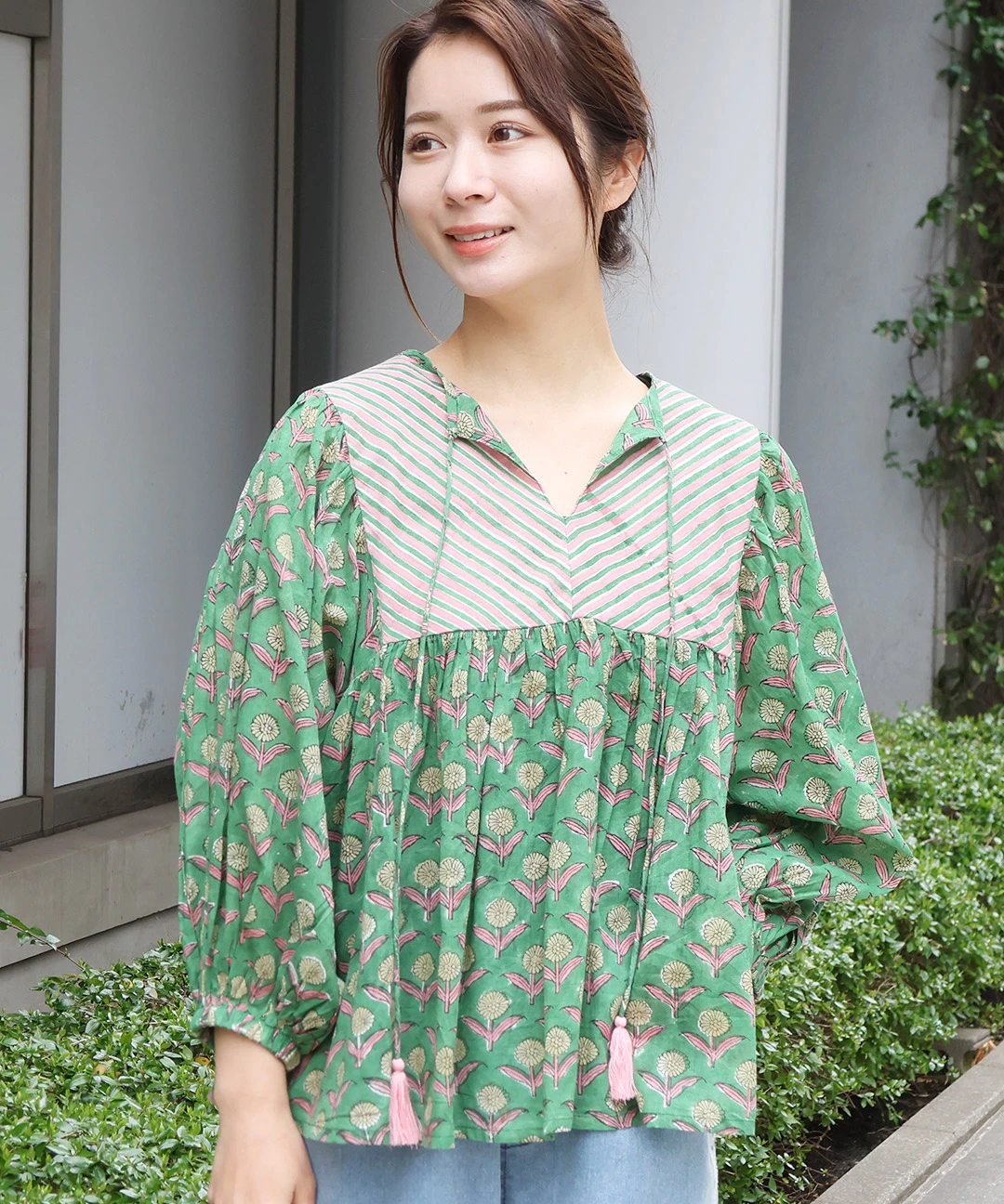Shanti Shanti ジョリーブロックプリントプルオーバー【WEB限定